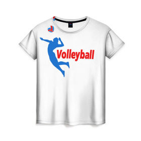 Женская футболка 3D с принтом Волейбол 31 в Кировске, 100% полиэфир ( синтетическое хлопкоподобное полотно) | прямой крой, круглый вырез горловины, длина до линии бедер | volleyball | волейбол