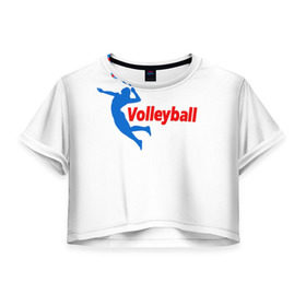 Женская футболка 3D укороченная с принтом Волейбол 31 в Кировске, 100% полиэстер | круглая горловина, длина футболки до линии талии, рукава с отворотами | volleyball | волейбол