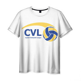 Мужская футболка 3D с принтом Волейбол 39 в Кировске, 100% полиэфир | прямой крой, круглый вырез горловины, длина до линии бедер | cvl | volleyball | волейбол