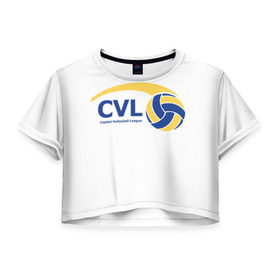 Женская футболка 3D укороченная с принтом Волейбол 39 в Кировске, 100% полиэстер | круглая горловина, длина футболки до линии талии, рукава с отворотами | cvl | volleyball | волейбол