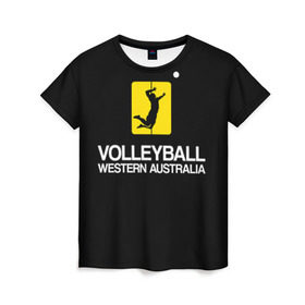 Женская футболка 3D с принтом Волейбол 67 в Кировске, 100% полиэфир ( синтетическое хлопкоподобное полотно) | прямой крой, круглый вырез горловины, длина до линии бедер | volleyball | western australia | волейбол