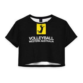 Женская футболка 3D укороченная с принтом Волейбол 67 в Кировске, 100% полиэстер | круглая горловина, длина футболки до линии талии, рукава с отворотами | volleyball | western australia | волейбол