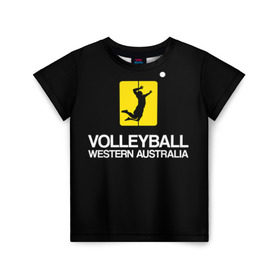 Детская футболка 3D с принтом Волейбол 67 в Кировске, 100% гипоаллергенный полиэфир | прямой крой, круглый вырез горловины, длина до линии бедер, чуть спущенное плечо, ткань немного тянется | Тематика изображения на принте: volleyball | western australia | волейбол