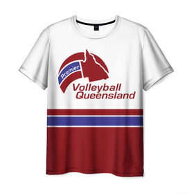 Мужская футболка 3D с принтом Волейбол 68 в Кировске, 100% полиэфир | прямой крой, круглый вырез горловины, длина до линии бедер | premier | queensland | volleyball | волейбол