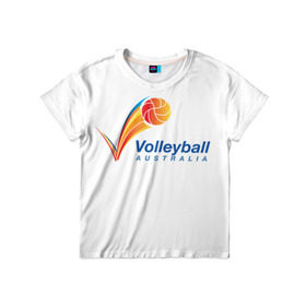 Детская футболка 3D с принтом Волейбол 72 в Кировске, 100% гипоаллергенный полиэфир | прямой крой, круглый вырез горловины, длина до линии бедер, чуть спущенное плечо, ткань немного тянется | Тематика изображения на принте: australia | volleyball | волейбол