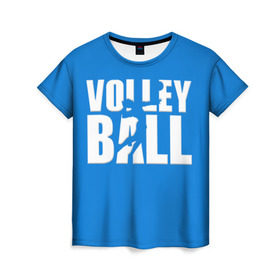 Женская футболка 3D с принтом Волейбол 77 в Кировске, 100% полиэфир ( синтетическое хлопкоподобное полотно) | прямой крой, круглый вырез горловины, длина до линии бедер | volleyball | волейбол