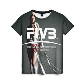 Женская футболка 3D с принтом Волейбол 80 в Кировске, 100% полиэфир ( синтетическое хлопкоподобное полотно) | прямой крой, круглый вырез горловины, длина до линии бедер | fiv3 | volleyball | волейбол