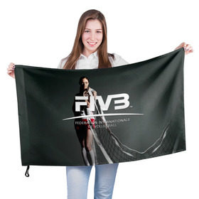 Флаг 3D с принтом Волейбол 80 в Кировске, 100% полиэстер | плотность ткани — 95 г/м2, размер — 67 х 109 см. Принт наносится с одной стороны | fiv3 | volleyball | волейбол