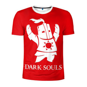 Мужская футболка 3D спортивная с принтом Dark Souls 1 в Кировске, 100% полиэстер с улучшенными характеристиками | приталенный силуэт, круглая горловина, широкие плечи, сужается к линии бедра | dark souls | praise the sun | you died | дарк соулс