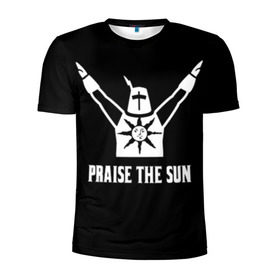 Мужская футболка 3D спортивная с принтом Dark Souls в Кировске, 100% полиэстер с улучшенными характеристиками | приталенный силуэт, круглая горловина, широкие плечи, сужается к линии бедра | dark souls | praise the sun | you died | дарк соулс