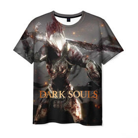 Мужская футболка 3D с принтом Dark Souls 8 в Кировске, 100% полиэфир | прямой крой, круглый вырез горловины, длина до линии бедер | dark souls | praise the sun | you died | дарк соулс
