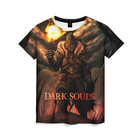 Женская футболка 3D с принтом Dark Souls 18 в Кировске, 100% полиэфир ( синтетическое хлопкоподобное полотно) | прямой крой, круглый вырез горловины, длина до линии бедер | dark souls | praise the sun | you died | дарк соулс