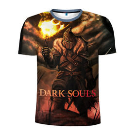 Мужская футболка 3D спортивная с принтом Dark Souls 18 в Кировске, 100% полиэстер с улучшенными характеристиками | приталенный силуэт, круглая горловина, широкие плечи, сужается к линии бедра | dark souls | praise the sun | you died | дарк соулс
