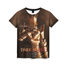 Женская футболка 3D с принтом Dark Souls 23 в Кировске, 100% полиэфир ( синтетическое хлопкоподобное полотно) | прямой крой, круглый вырез горловины, длина до линии бедер | dark souls | praise the sun | you died | дарк соулс