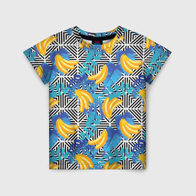 Детская футболка 3D с принтом Banana pattern в Кировске, 100% гипоаллергенный полиэфир | прямой крой, круглый вырез горловины, длина до линии бедер, чуть спущенное плечо, ткань немного тянется | banana