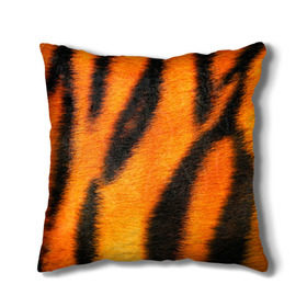 Подушка 3D с принтом Шкура тигра в Кировске, наволочка – 100% полиэстер, наполнитель – холлофайбер (легкий наполнитель, не вызывает аллергию). | состоит из подушки и наволочки. Наволочка на молнии, легко снимается для стирки | кошка | полосатая | текстуры | тигр