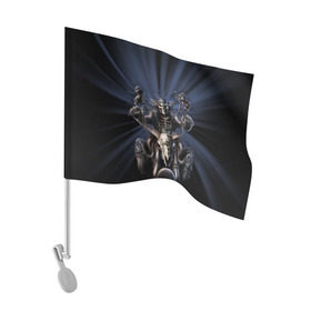 Флаг для автомобиля с принтом Скелет на мотоцикле в Кировске, 100% полиэстер | Размер: 30*21 см | ride or die | байкер