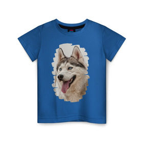 Детская футболка хлопок с принтом Симпотяга волк в Кировске, 100% хлопок | круглый вырез горловины, полуприлегающий силуэт, длина до линии бедер | зверь | серый | хаски | хаски бандит