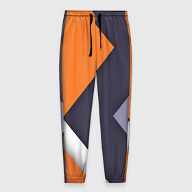 Мужские брюки 3D с принтом Geometriya в Кировске, 100% полиэстер | манжеты по низу, эластичный пояс регулируется шнурком, по бокам два кармана без застежек, внутренняя часть кармана из мелкой сетки | оранжевый | серый