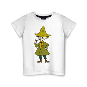 Детская футболка хлопок с принтом Снусмумрик в Кировске, 100% хлопок | круглый вырез горловины, полуприлегающий силуэт, длина до линии бедер | муми тролль
