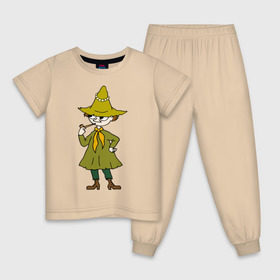Детская пижама хлопок с принтом Снусмумрик в Кировске, 100% хлопок |  брюки и футболка прямого кроя, без карманов, на брюках мягкая резинка на поясе и по низу штанин
 | Тематика изображения на принте: муми тролль