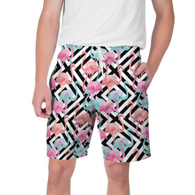 Мужские шорты 3D с принтом Flamingo в Кировске,  полиэстер 100% | прямой крой, два кармана без застежек по бокам. Мягкая трикотажная резинка на поясе, внутри которой широкие завязки. Длина чуть выше колен | flamingo