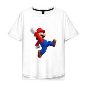 Мужская футболка хлопок Oversize с принтом Марио в Кировске, 100% хлопок | свободный крой, круглый ворот, “спинка” длиннее передней части | nintendo | нинтендо