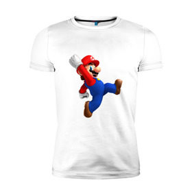 Мужская футболка премиум с принтом Марио в Кировске, 92% хлопок, 8% лайкра | приталенный силуэт, круглый вырез ворота, длина до линии бедра, короткий рукав | nintendo | нинтендо