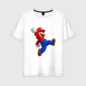 Женская футболка хлопок Oversize с принтом Марио в Кировске, 100% хлопок | свободный крой, круглый ворот, спущенный рукав, длина до линии бедер
 | nintendo | нинтендо