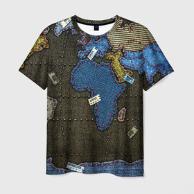 Мужская футболка 3D с принтом Мир джинс в Кировске, 100% полиэфир | прямой крой, круглый вырез горловины, длина до линии бедер | земля | континенты | планета
