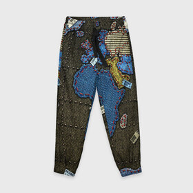 Детские брюки 3D с принтом Мир джинс в Кировске, 100% полиэстер | манжеты по низу, эластичный пояс регулируется шнурком, по бокам два кармана без застежек, внутренняя часть кармана из мелкой сетки | земля | континенты | планета