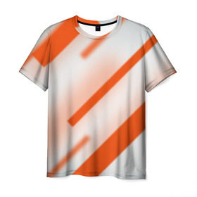 Мужская футболка 3D с принтом Бело-оранжевый в Кировске, 100% полиэфир | прямой крой, круглый вырез горловины, длина до линии бедер | вектор1