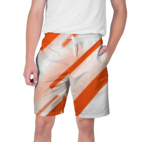 Мужские шорты 3D с принтом Бело-оранжевый в Кировске,  полиэстер 100% | прямой крой, два кармана без застежек по бокам. Мягкая трикотажная резинка на поясе, внутри которой широкие завязки. Длина чуть выше колен | вектор1