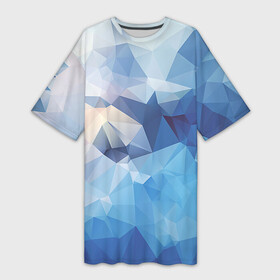 Платье-футболка 3D с принтом Абстракция в Кировске,  |  | полигоны | синий | треугольники