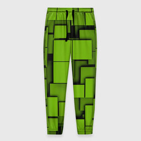 Мужские брюки 3D с принтом Зеленые кубики в Кировске, 100% полиэстер | манжеты по низу, эластичный пояс регулируется шнурком, по бокам два кармана без застежек, внутренняя часть кармана из мелкой сетки | кубы | текстура