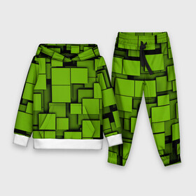 Детский костюм 3D (с толстовкой) с принтом Зеленые кубики в Кировске,  |  | кубы | текстура