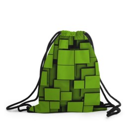 Рюкзак-мешок 3D с принтом Зеленые кубики в Кировске, 100% полиэстер | плотность ткани — 200 г/м2, размер — 35 х 45 см; лямки — толстые шнурки, застежка на шнуровке, без карманов и подкладки | кубы | текстура
