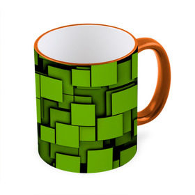 Кружка 3D с принтом Зеленые кубики в Кировске, керамика | ёмкость 330 мл | кубы | текстура