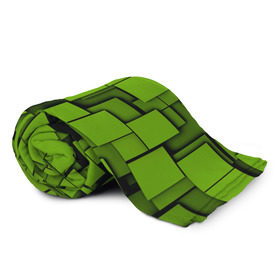 Плед 3D с принтом Зеленые кубики в Кировске, 100% полиэстер | закругленные углы, все края обработаны. Ткань не мнется и не растягивается | кубы | текстура