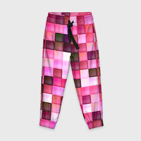 Детские брюки 3D с принтом Квадрат в Кировске, 100% полиэстер | манжеты по низу, эластичный пояс регулируется шнурком, по бокам два кармана без застежек, внутренняя часть кармана из мелкой сетки | мозаика | плитка | розовый