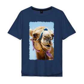 Мужская футболка хлопок Oversize с принтом Верблюд в Кировске, 100% хлопок | свободный крой, круглый ворот, “спинка” длиннее передней части | верблюд | горб | животное | караван | песок | плевок | пустыня