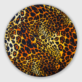 Коврик круглый с принтом Леопард в Кировске, резина и полиэстер | круглая форма, изображение наносится на всю лицевую часть | 3д | животные | кошка | леопард | новая | хищник