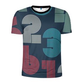 Мужская футболка 3D спортивная с принтом Ретро цифры в Кировске, 100% полиэстер с улучшенными характеристиками | приталенный силуэт, круглая горловина, широкие плечи, сужается к линии бедра | арт | ретро | цифры
