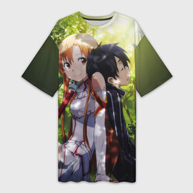 Платье-футболка 3D с принтом Sword Art Online в Кировске,  |  | anime | asuna | kirito | sword art online | аниме | асуна | кирито | мастера меча онлайн