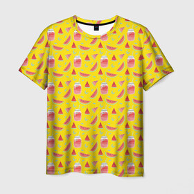 Мужская футболка 3D с принтом Арбузы в Кировске, 100% полиэфир | прямой крой, круглый вырез горловины, длина до линии бедер | арбуз | арбузы | лето