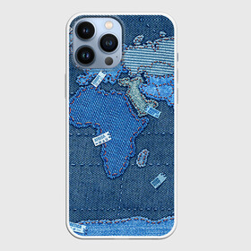 Чехол для iPhone 13 Pro Max с принтом Джинсовый 4 в Кировске,  |  | Тематика изображения на принте: джинсовый | джинсы | карта | мир
