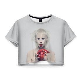 Женская футболка 3D укороченная с принтом Die Antwoord в Кировске, 100% полиэстер | круглая горловина, длина футболки до линии талии, рукава с отворотами | 