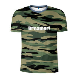 Мужская футболка 3D спортивная с принтом Dreamer! в Кировске, 100% полиэстер с улучшенными характеристиками | приталенный силуэт, круглая горловина, широкие плечи, сужается к линии бедра | Тематика изображения на принте: camo | камо | камуфляж | мечтатель