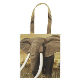 Сумка 3D повседневная с принтом Могучий слон в Кировске, 100% полиэстер | Плотность: 200 г/м2; Размер: 34×35 см; Высота лямок: 30 см | elephant | африка | бивни | джунгли | мамонт | савана | сафари | слон | хобот