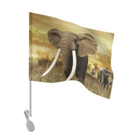 Флаг для автомобиля с принтом Могучий слон в Кировске, 100% полиэстер | Размер: 30*21 см | elephant | африка | бивни | джунгли | мамонт | савана | сафари | слон | хобот